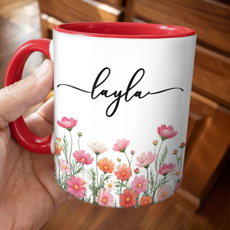 Custom Accent Mug - Personalized Graduation Gifts For Him, Her - Floral Morning Mood