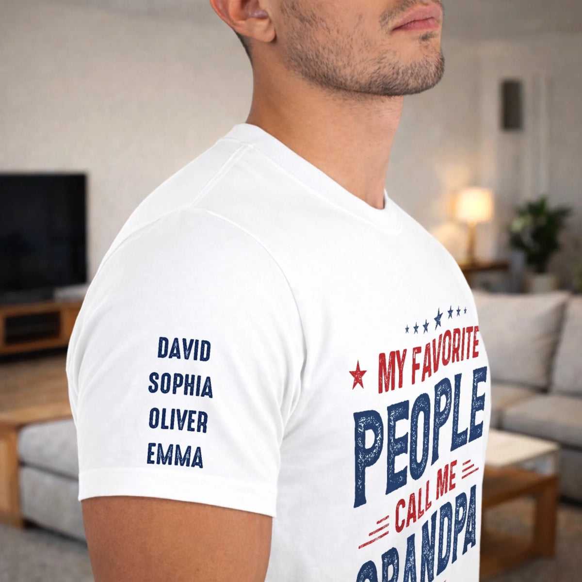 Custom Unisex T-Shirt With Design On Sleeve - Personalized Father's Day Birthday Gifts For Dad, Grandpa - Dad Built This Legacy