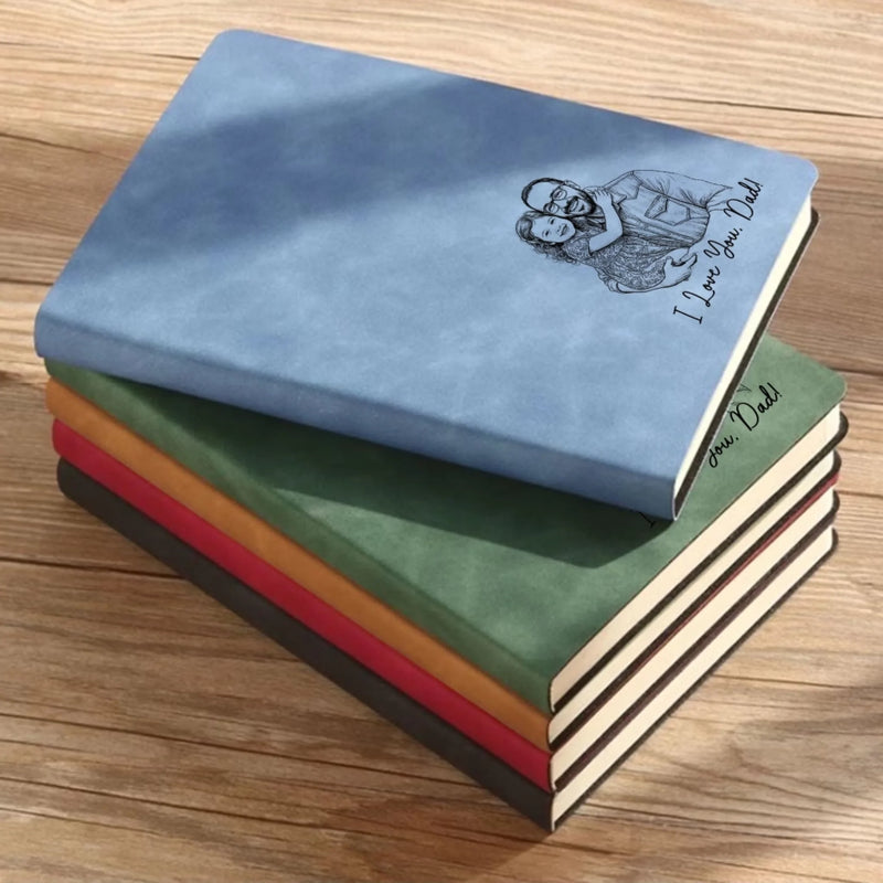 Custom Photo Leather Writing Journal - Personalized Birthday Gifts For Teachers - Dad Makes Every Memory Golden