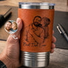 Custom Photo Printed Leather Tumbler - Personalized Father's Day Birthday Gifts For Dad, Grandpa - Faith Family Fatherhood