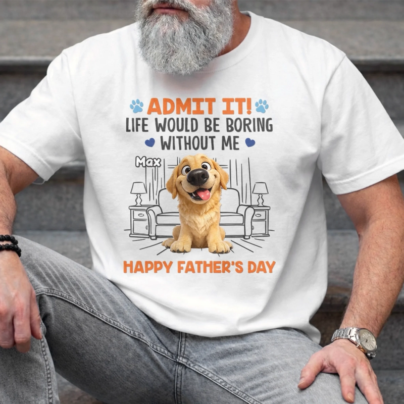 Custom Unisex T-shirt, Premium T-shirt, Hoodie - Personalized Father's Day Gifts For Dog Cat Lovers, Dog Dad And Mom, Cat Owners - Happiness Comes With Four Paws