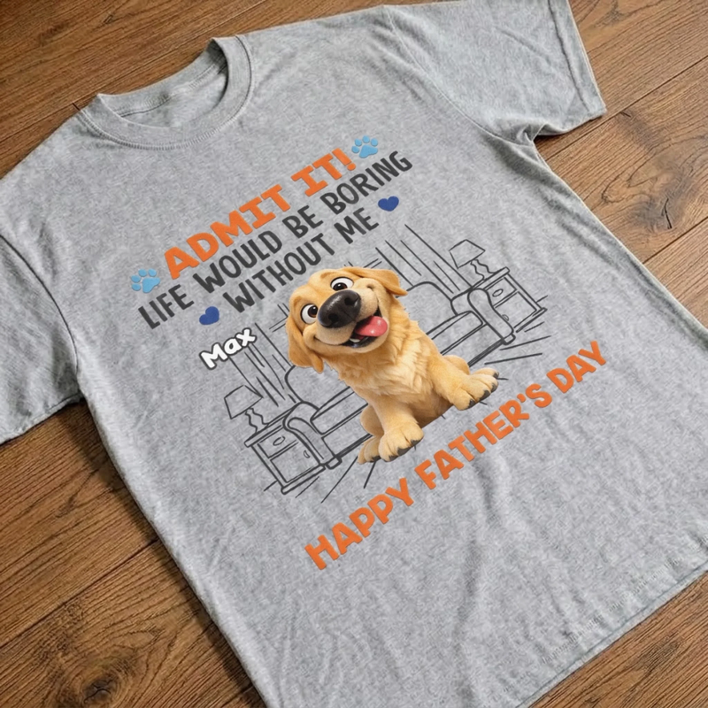 Custom Unisex T-shirt, Premium T-shirt, Hoodie - Personalized Father's Day Gifts For Dog Cat Lovers, Dog Dad And Mom, Cat Owners - Happiness Comes With Four Paws