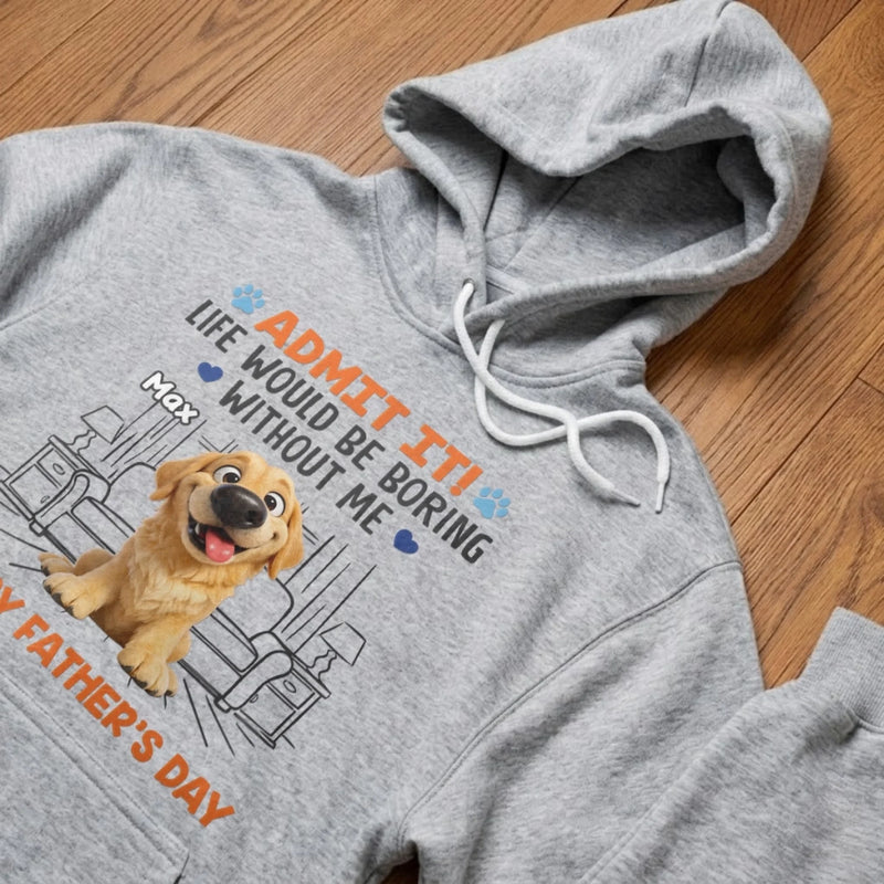 Custom Unisex T-shirt, Premium T-shirt, Hoodie - Personalized Father's Day Gifts For Dog Cat Lovers, Dog Dad And Mom, Cat Owners - Happiness Comes With Four Paws