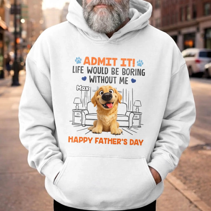 Custom Unisex T-shirt, Premium T-shirt, Hoodie - Personalized Father's Day Gifts For Dog Cat Lovers, Dog Dad And Mom, Cat Owners - Happiness Comes With Four Paws