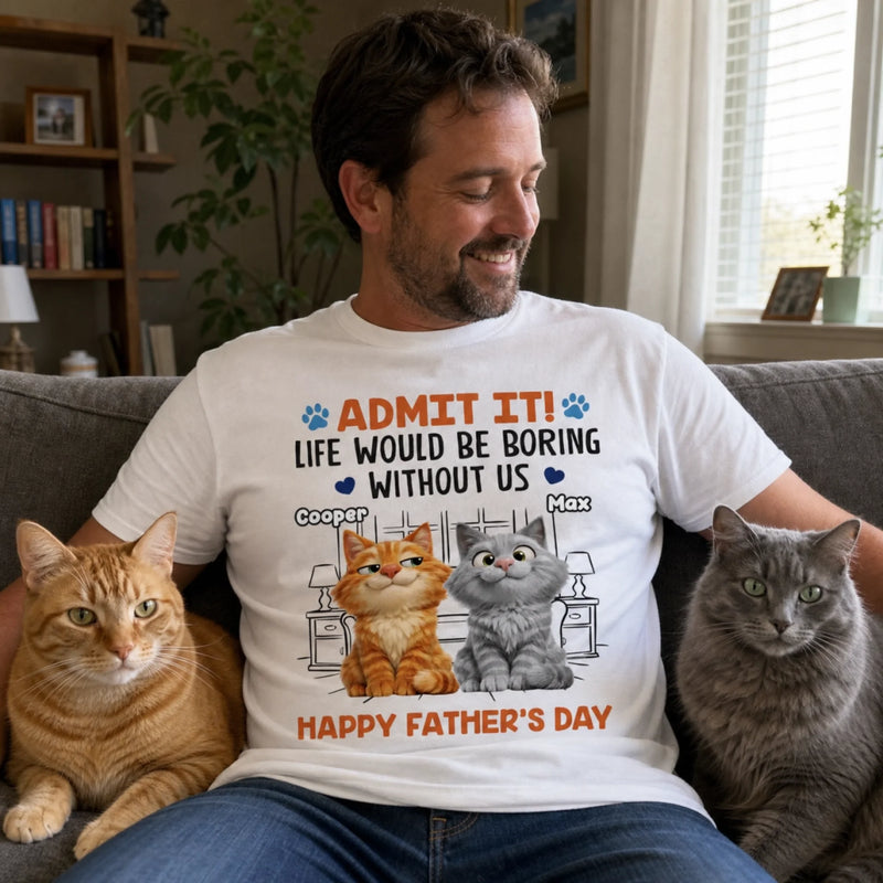 Custom Unisex T-shirt, Premium T-shirt, Hoodie - Personalized Father's Day Gifts For Dog Cat Lovers, Dog Dad And Mom, Cat Owners - Happiness Comes With Four Paws