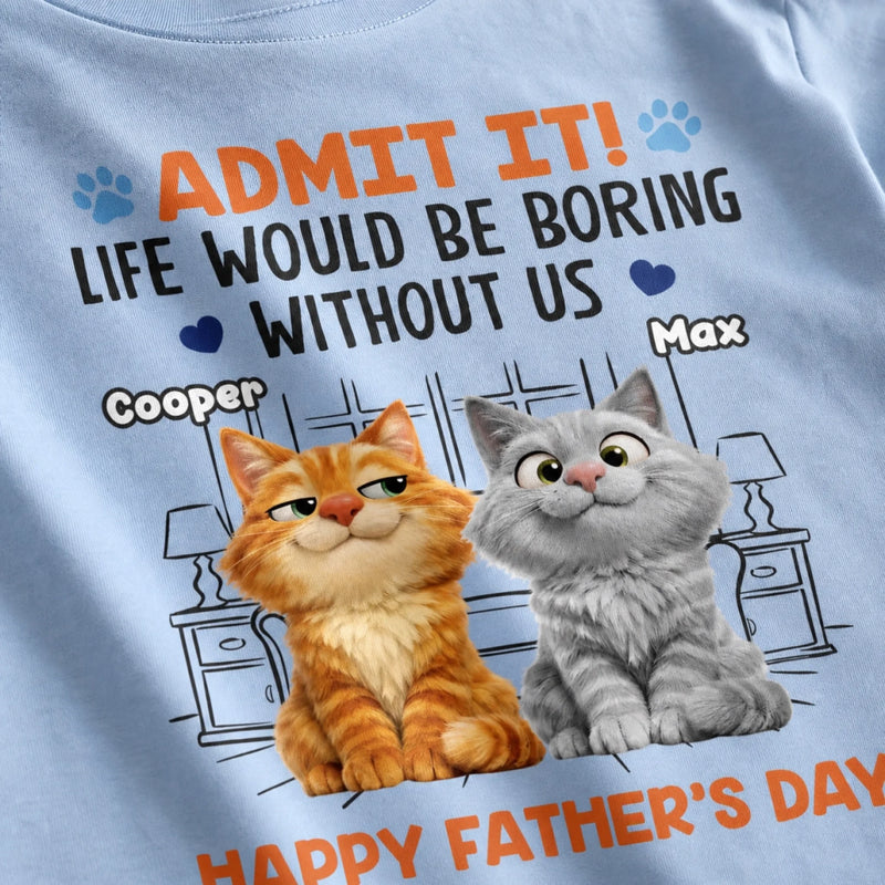 Custom Unisex T-shirt, Premium T-shirt, Hoodie - Personalized Father's Day Gifts For Dog Cat Lovers, Dog Dad And Mom, Cat Owners - Happiness Comes With Four Paws
