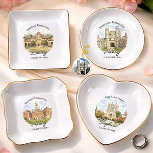 Custom Photo Jewelry Dish - Personalized Graduation Gifts For Him, Her - Campus Dreams Served Beautifully