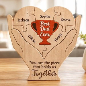 Custom Shaped Wooden Art Puzzle - Personalized Father's Day Birthday Gifts For Dad, Grandpa - A Father’s Love Never Gets Old