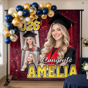 Custom Photo Backdrop - Personalized Graduation Gifts For Him, Her - Congrats Never Looked This Glam