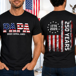 Custom T-shirt - Personalized America 250th Anniversary Gifts For Dad, Grandpa - Raised American Proud