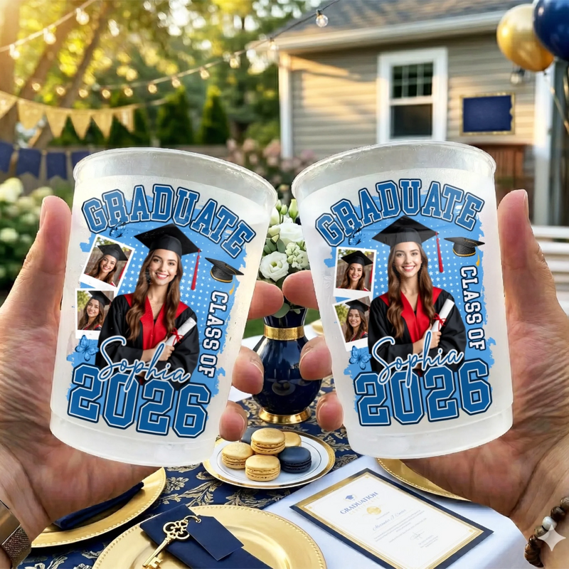 Custom Photo Graduation Cups - Personalized Graduation Gifts For Him, Her - Grad Party MVP Right Here