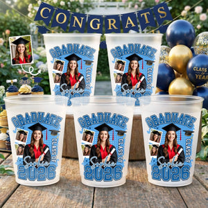 Custom Photo Graduation Cups - Personalized Graduation Gifts For Him, Her - Grad Party MVP Right Here