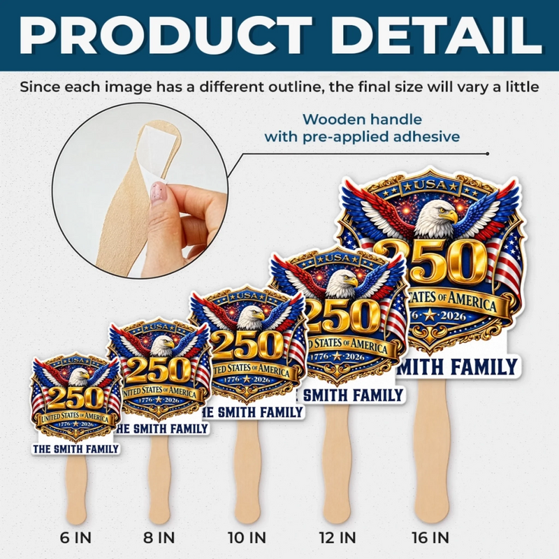 Custom Hand Fan - Personalized America 250th Anniversary Gifts For Mom, Dad, Brother, Sister, Kids - One Nation Endless Dreams
