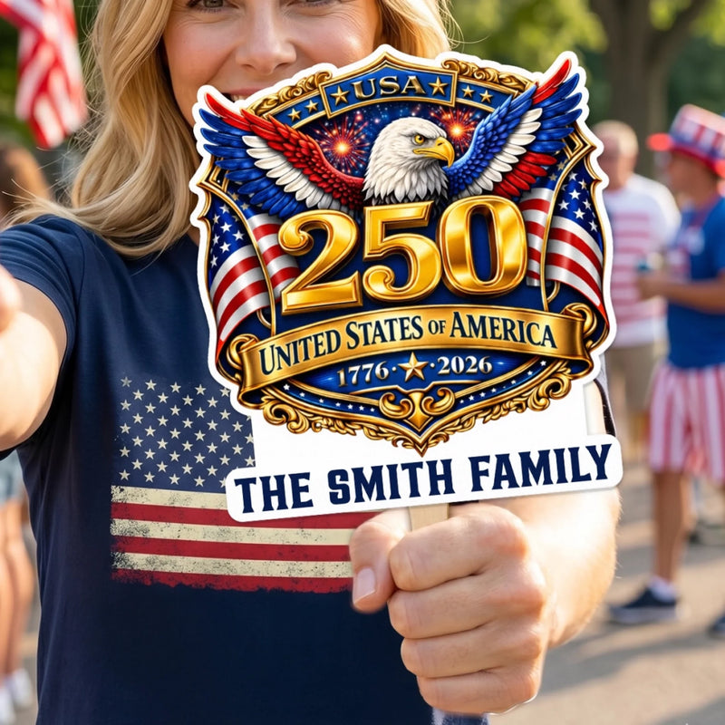 Custom Hand Fan - Personalized America 250th Anniversary Gifts For Mom, Dad, Brother, Sister, Kids - One Nation Endless Dreams