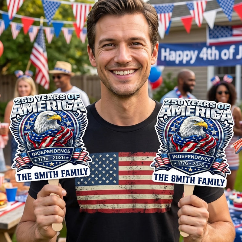 Custom Hand Fan - Personalized America 250th Anniversary Gifts For Mom, Dad, Brother, Sister, Kids - One Nation Endless Dreams