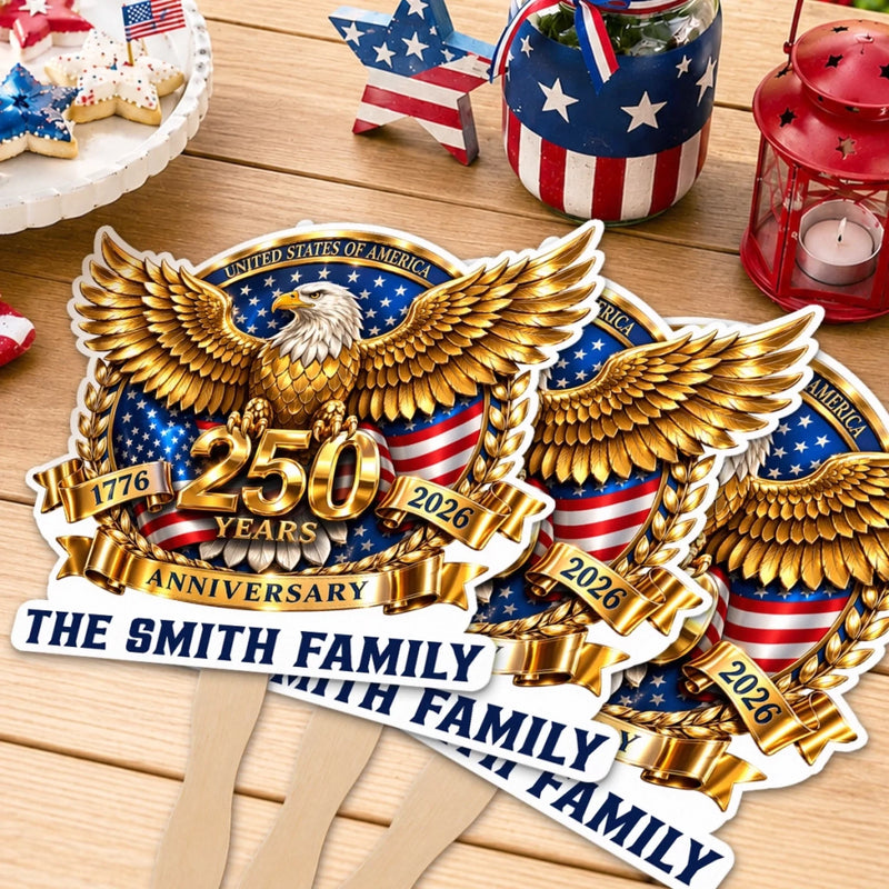 Custom Hand Fan - Personalized America 250th Anniversary Gifts For Mom, Dad, Brother, Sister, Kids - One Nation Endless Dreams