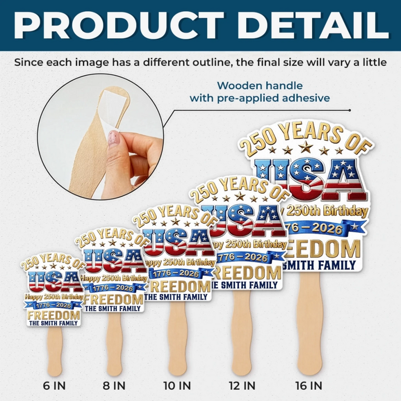 Custom Hand Fan - Personalized America 250th Anniversary Gifts For Mom, Dad, Brother, Sister, Kids - Celebrating Freedom Coast To Coast