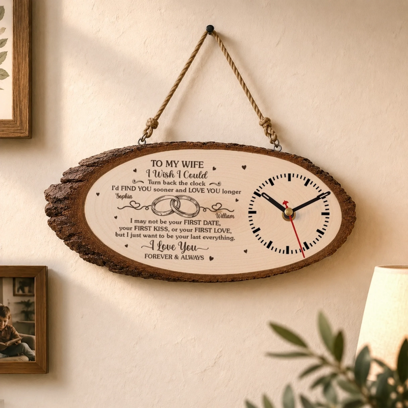 Custom Rustic Wooden Clock - Personalized Anniversary Wedding Gifts For Husband And Wife, Him And Her - A Love Note That Never Fades