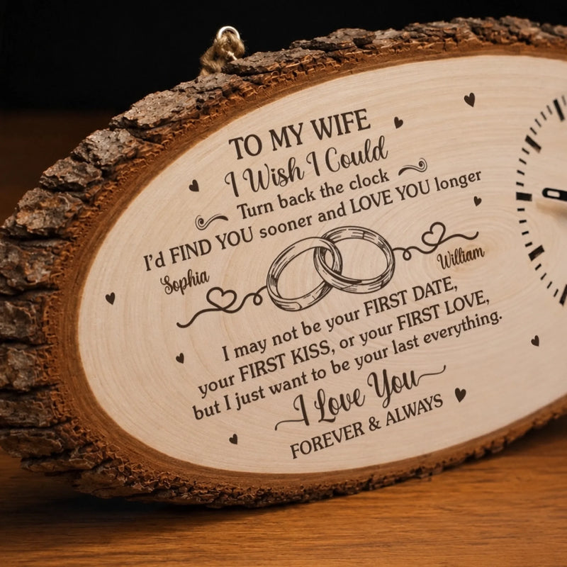 Custom Rustic Wooden Clock - Personalized Anniversary Wedding Gifts For Husband And Wife, Him And Her - A Love Note That Never Fades