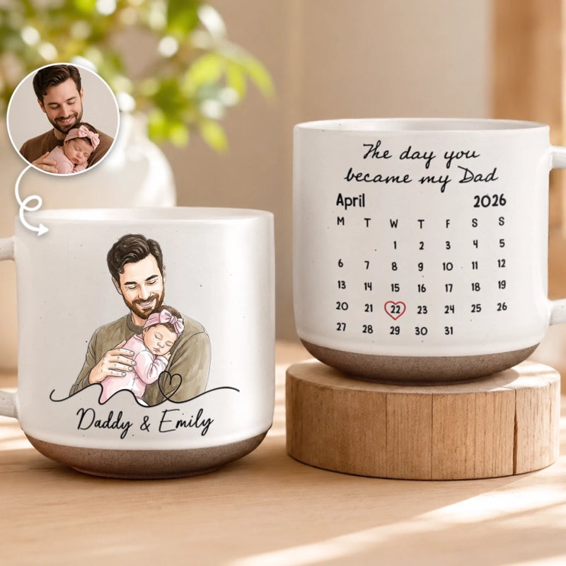 Custom Photo Printed Pottery Mug - Personalized Father's Day, Baby Shower, Gender Reveal Gifts For New Moms, New Dads, New Parents - Baby Coming Love Growing