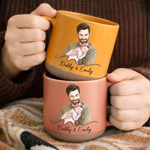 Custom Photo Printed Pottery Mug - Personalized Father's Day, Baby Shower, Gender Reveal Gifts For New Moms, New Dads, New Parents - Baby Coming Love Growing