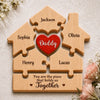 Custom Shaped Wooden Art Puzzle - Personalized Father's Day Birthday Gifts For Dad, Grandpa - Dad Is The Heart Of Our Home