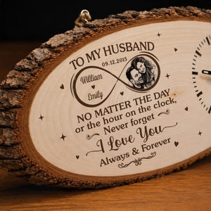 Custom Photo Rustic Wooden Clock - Personalized Anniversary Wedding Gifts For Husband And Wife, Him And Her - Every Second Belongs To Us