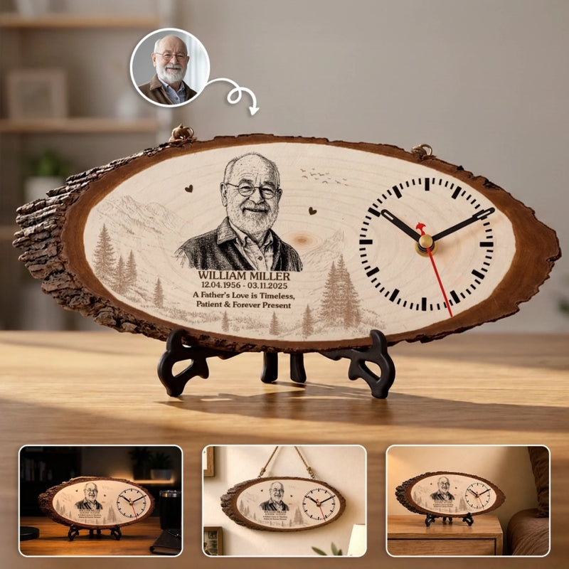 Custom Photo Rustic Wooden Clock - Personalized - Memorial Sympathy Gifts For Loss Of Mom, Dad - Forever Remembered, Forever Loved