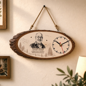 Custom Photo Rustic Wooden Clock - Personalized - Memorial Sympathy Gifts For Loss Of Mom, Dad - Forever Remembered, Forever Loved