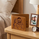Custom Photo Engraved Bifold Leather Wallet Two Sides - Personalized Father's Day Birthday Gifts For Dad, Daughter - You Are My Hero