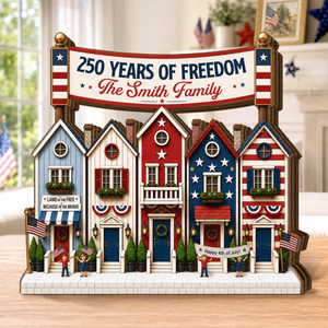 Custom Thick Wooden Plaque - Personalized America 250th Anniversary Gifts For Mom, Dad, Brother, Sister, Kids - Stars, Stripes And Family Roots