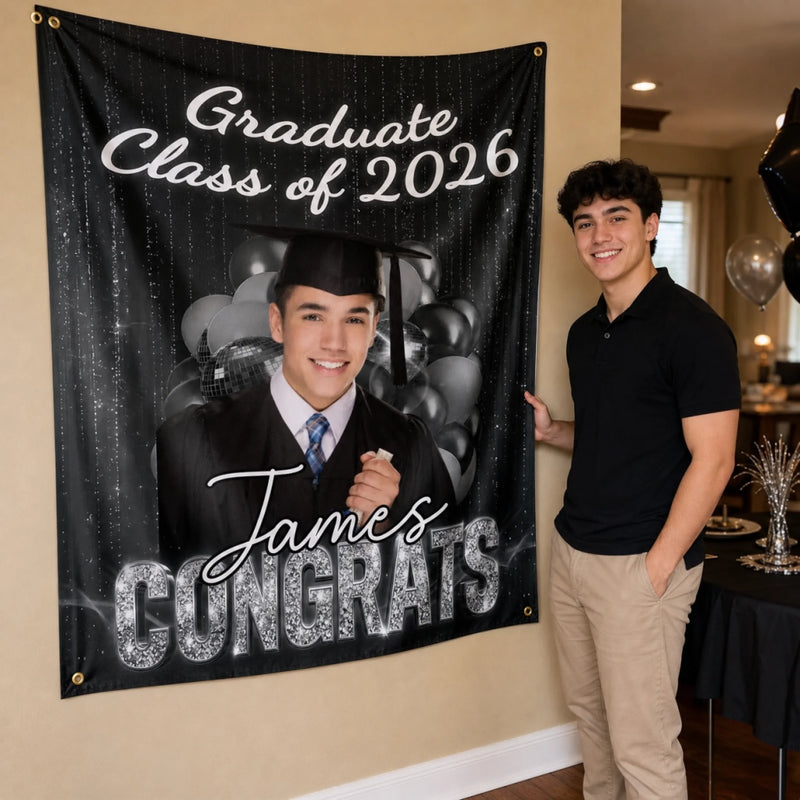 Custom Photo Backdrop - Personalized Graduation Gifts For Him, Her - Celebrating Big Dreams