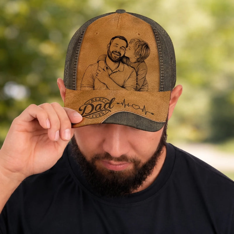 Custom Photo Hat, All Over Print Classic Cap - Personalized Father's Day Birtday Gifts For Dad, Grandpa - Strong Hearts Raise Strong Families