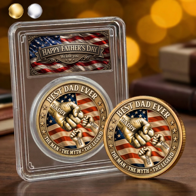 Custom Commemorative Keepsake Coin - Personalized America 250th Anniversary Father's Day Gifts For Dad, Grandpa - The Man, The Myth, The Dad