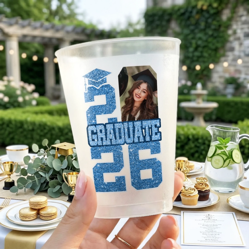 Custom Photo Graduation Cups - Personalized Graduation Gifts For Him, Her - Sparkle Up The Senior Party