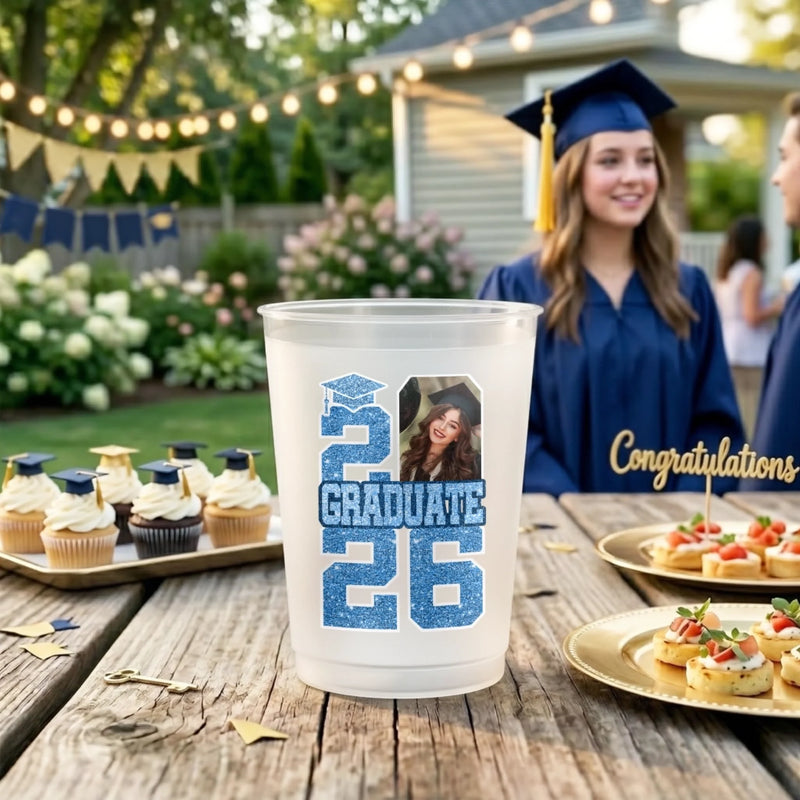 Custom Photo Graduation Cups - Personalized Graduation Gifts For Him, Her - Sparkle Up The Senior Party