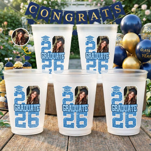 Custom Photo Graduation Cups - Personalized Graduation Gifts For Him, Her - Sparkle Up The Senior Party