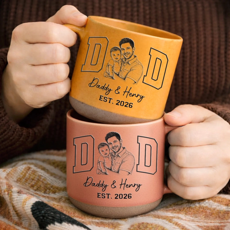 Custom Photo Printed Pottery Mug - Personalized Father's Day, Baby Shower, Gender Reveal Gifts For New Moms, New Dads, New Parents - Hello Little One