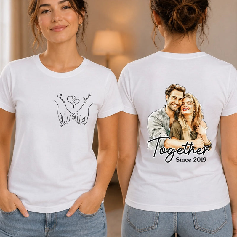 Custom Photo Unisex T-shirt - Personalized Anniversary Wedding Gifts For Husband And Wife, Him And Her - Couple Era Forever