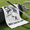 Custom Photo Golf Towel - Personalized Father's Day Birthday Golf Gifts For Dad, Grandpa - Tee Time Is The Best Time