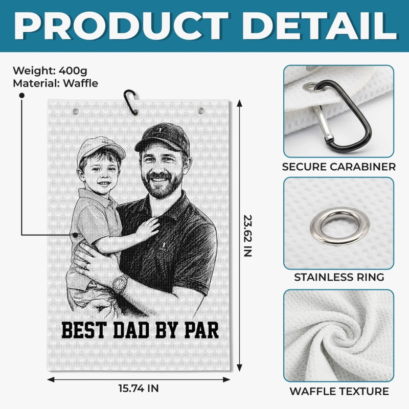 Custom Photo Golf Towel - Personalized Father's Day Birthday Golf Gifts For Dad, Grandpa - Tee Time Is The Best Time