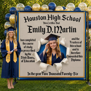 Custom Photo Backdrop - Personalized Graduation Gifts For Him, Her - She Earned The Spotlight