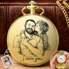 Custom Photo Pocket Watch - Personalized Father's Day Birthday Gifts For Dad, Grandpa - Dad’s Love Lights The Way