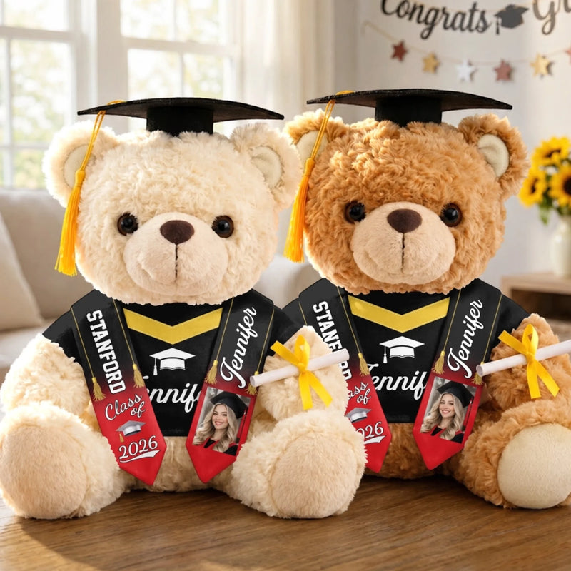 Custom Photo Graduation Teddy Bear - Personalized Graduation Gifts For Him, Her - Your Adventure Starts Now