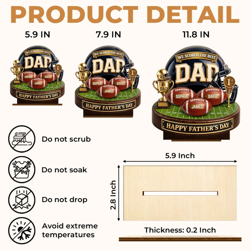Custom 2-Layered Wooden Plaque - Personalized Father's Day Birthday American Football Gifts For Dad, Grandpa, Football Lovers, Sports Fans, Sports Lovers - Game Day Energy
