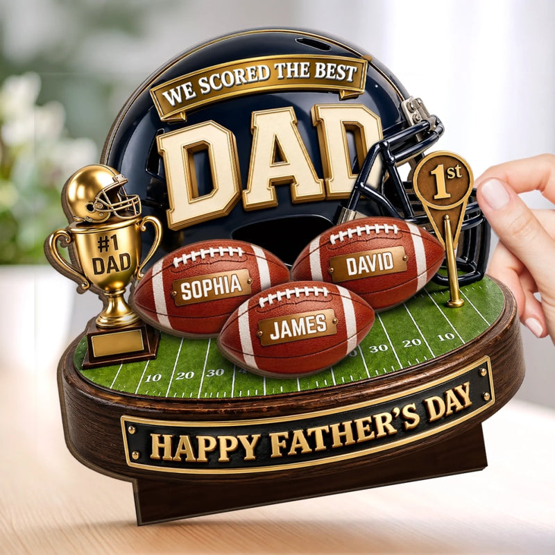 Custom 2-Layered Wooden Plaque - Personalized Father's Day Birthday American Football Gifts For Dad, Grandpa, Football Lovers, Sports Fans, Sports Lovers - Game Day Energy