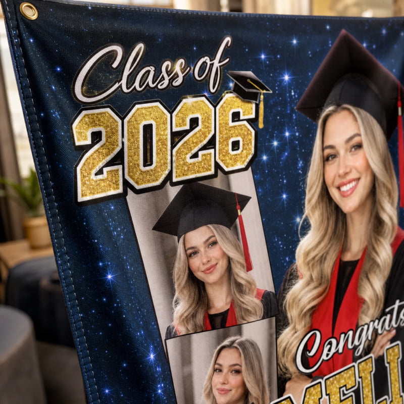 Custom Photo Backdrop - Personalized Graduation Gifts For Him, Her - Congrats Never Looked This Glam