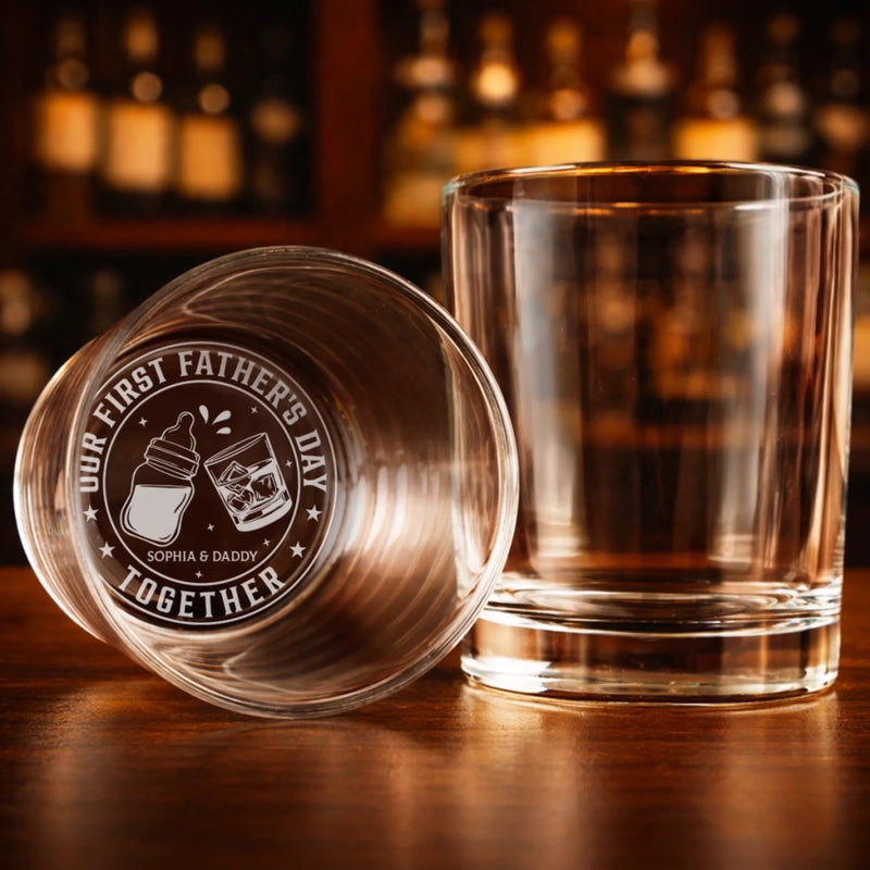 Custom Whiskey Glass - Personalized Father's Day, Baby Shower, Gender Reveal Gifts For New Dads, New Grandpas - Tiny Human Big Cheers