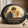 Custom Photo Printed Rock - Personalized Anniversary Wedding Gifts For Husband And Wife, Him And Her - Wedding Kiss, Anniversary Bliss