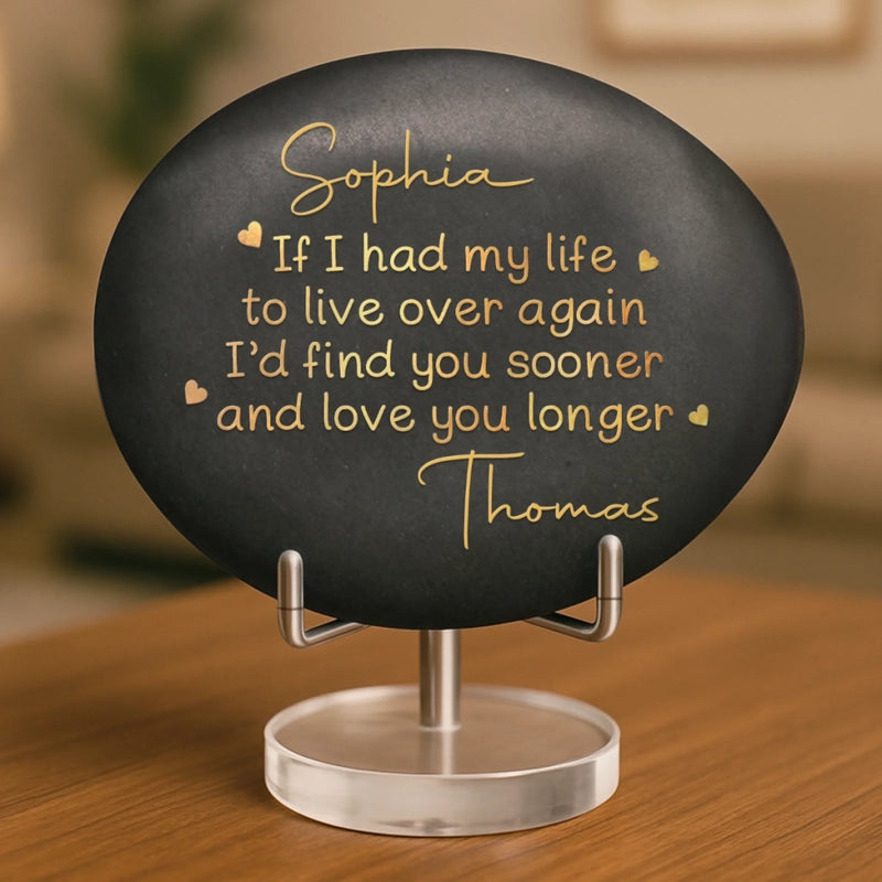 Custom Printed Rock - Personalized Anniversary Wedding Gifts For Husband And Wife, Him And Her - Earlier You, Longer Us